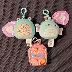 Squishmallows Easter Reina Butterfly & Fitz Frog + Micro Backpack Clip On NWT